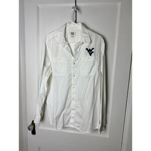 Cutter & Buck White Button Down Oxford Embroidered WVU West Virginia Large Shirt